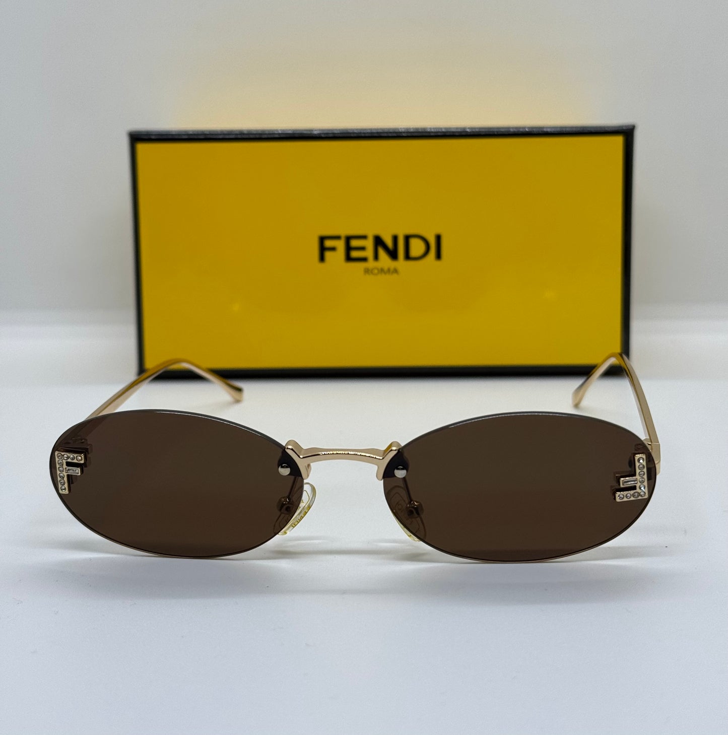 Fendi First Crystal Rimless Brown