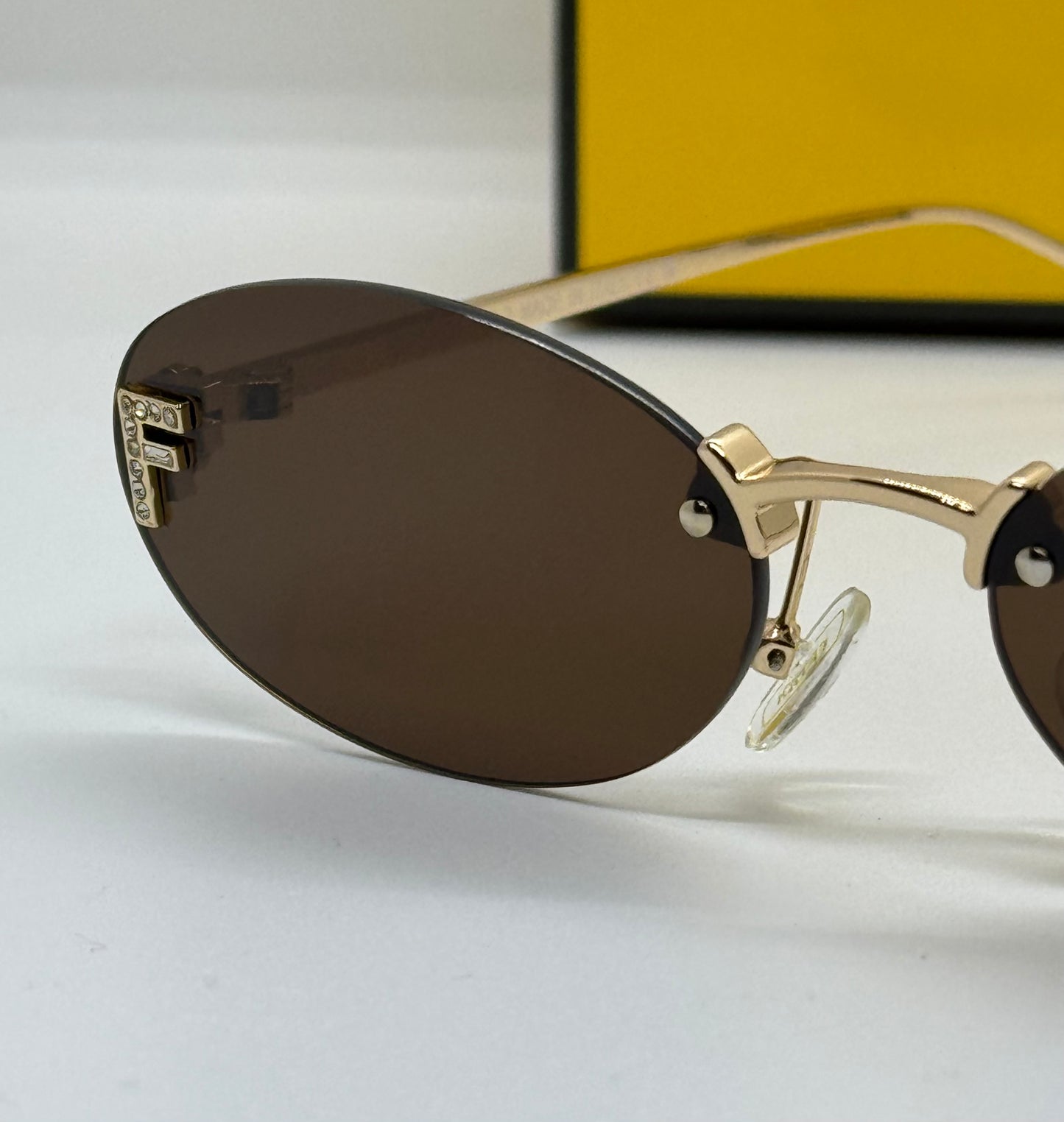 Fendi First Crystal Rimless Brown