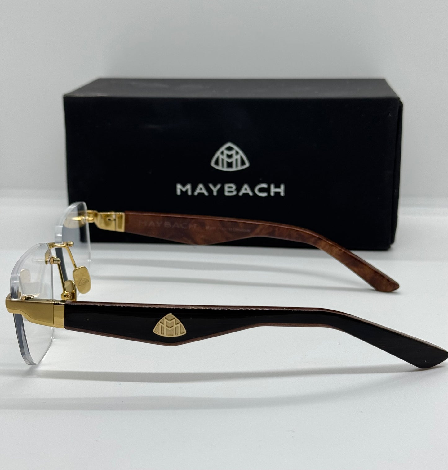 Maybach The Visionist Gold x Brown Rimless Frame