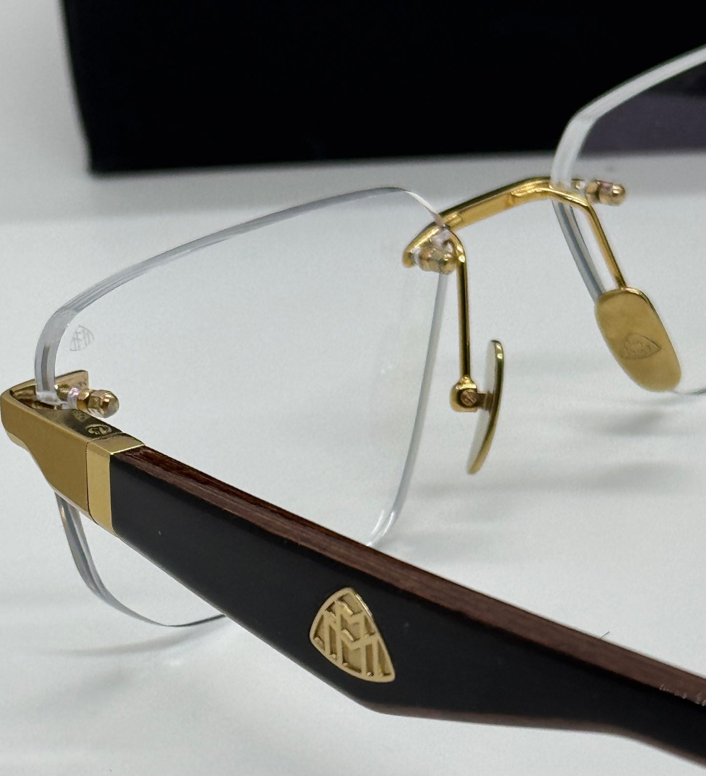 Maybach The Visionist Gold x Brown Rimless Frame