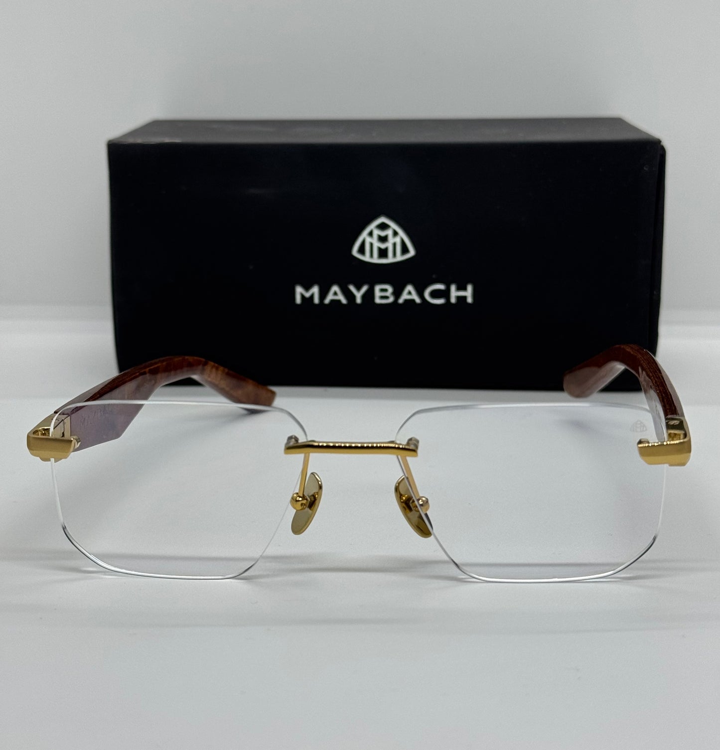 Maybach The Visionist Gold x Brown Rimless Frame