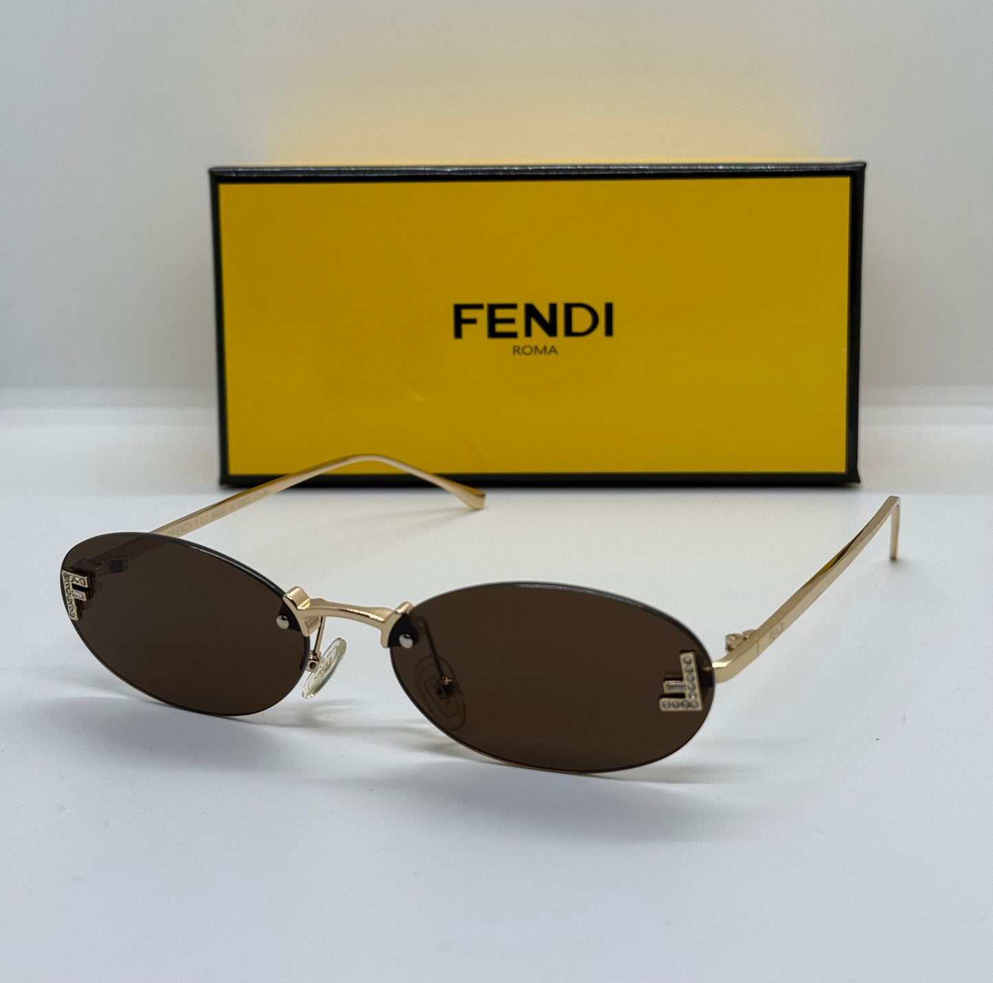 Fendi First Crystal Rimless Brown