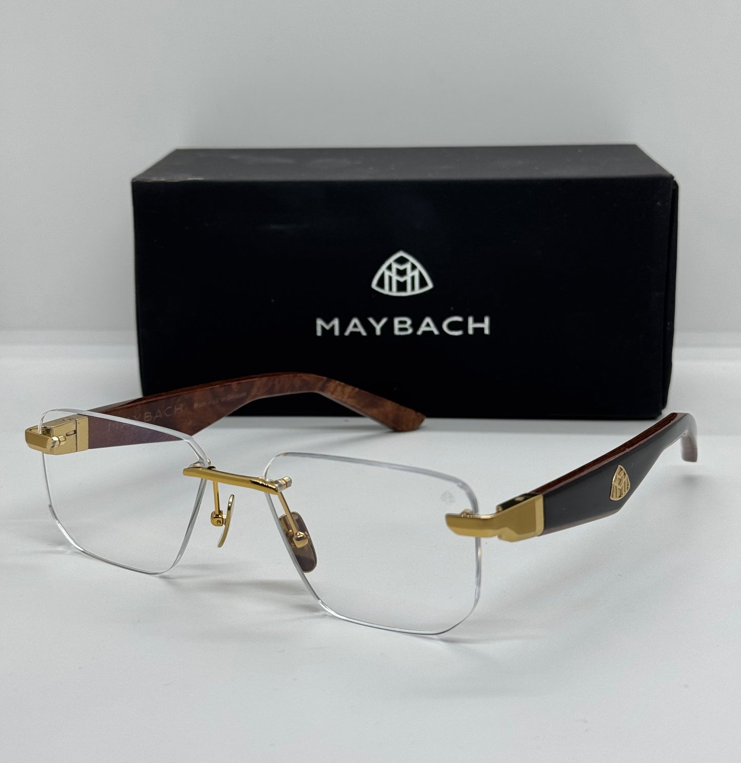 Maybach The Visionist Gold x Brown Rimless Frame