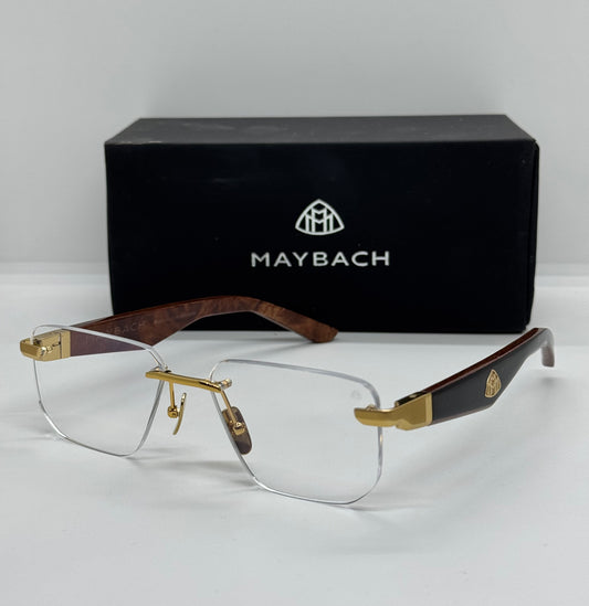 Maybach The Visionist Gold x Brown Rimless Frame