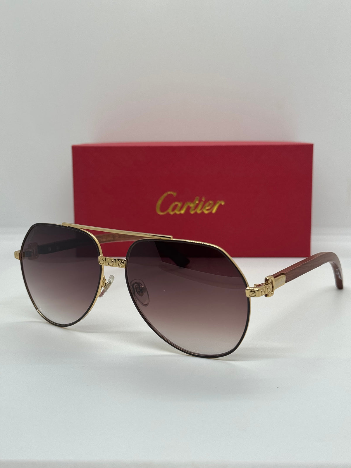 Cartier Premiere CT000585 Brown wood Aviator