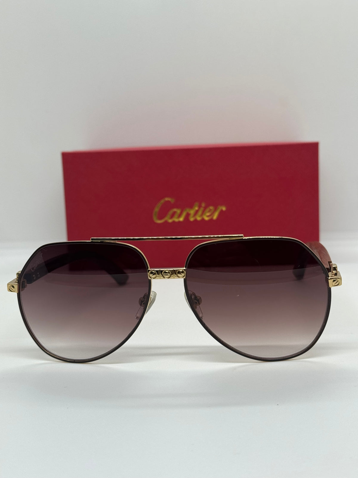 Cartier Premiere CT000585 Brown wood Aviator